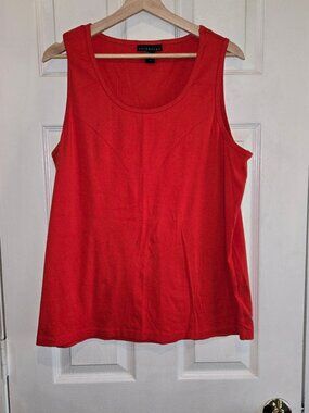 100% Cotton Stretch Minimalist Classic Attention Red Tank Top Women's Size 2X